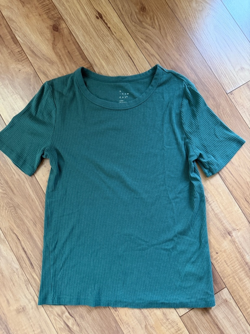 a new day Forest Green Ribbed Short Sleeve Tee